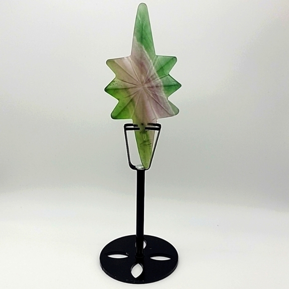 Dynamic Rainbow Fluorite Starburst Natural Gemstone Sculpture Black Stand 146g - Picture 2 of 12